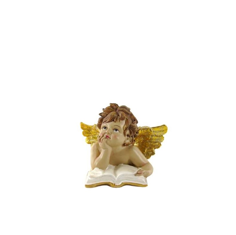 ANJO C/ASAS OURO 16x10x12cm
