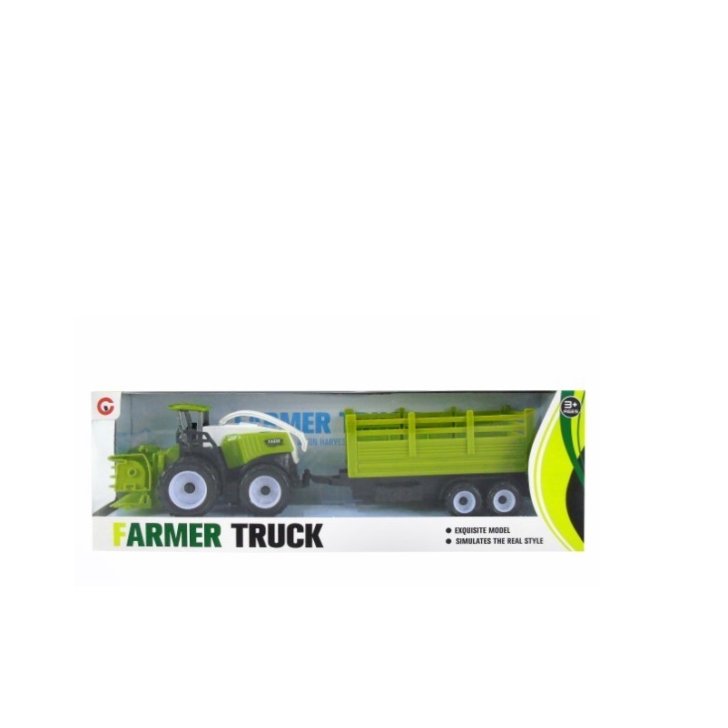 BRINQUEDO- TRACTOR C/ATRELADO VERDE 35X8X12CM