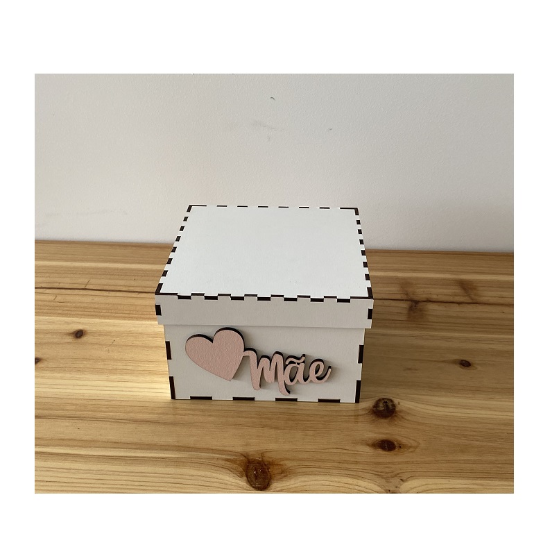 MADEIRA- CAIXA BRANCA 13X13X10 C/TAMPA MÃE