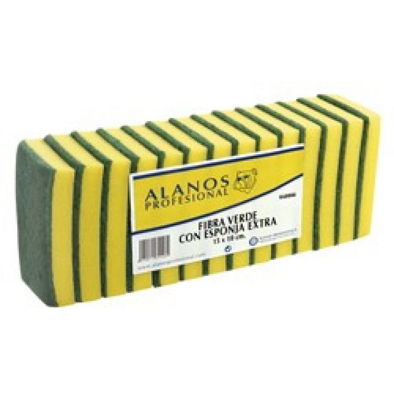 ALANOS FIBRA VERDE C/ESPONJA EXTRA 15X10 PACK14