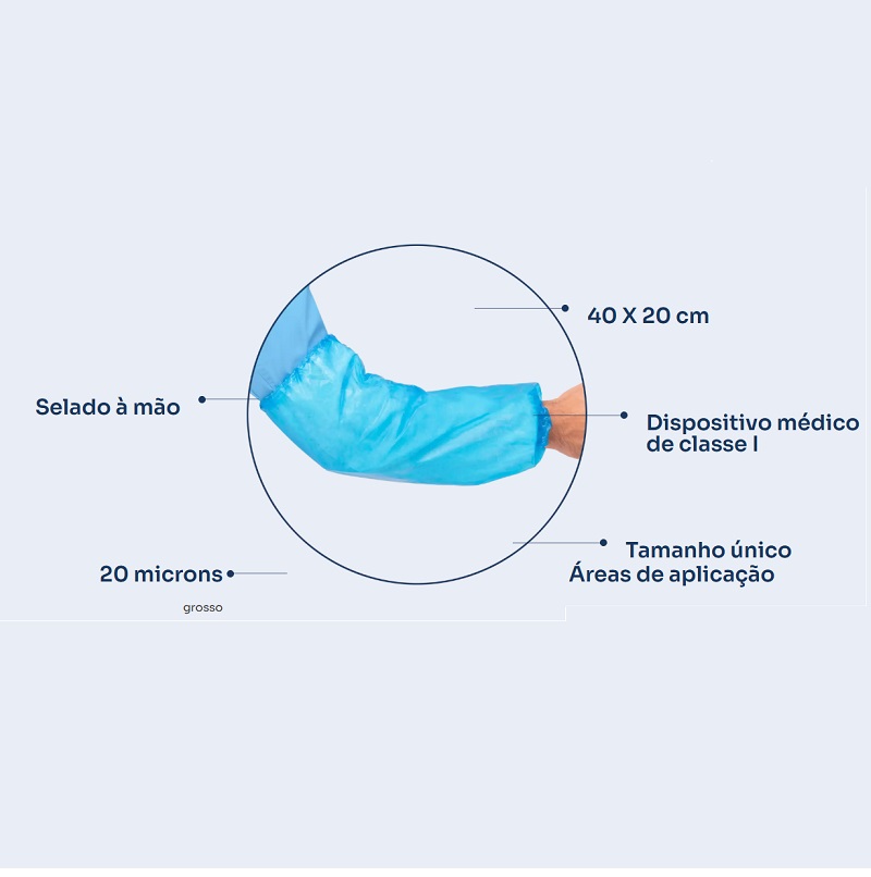 MANGUITO POLIE. 20 MICRONS AZUL (SELADO À MÃO) 100 UND.