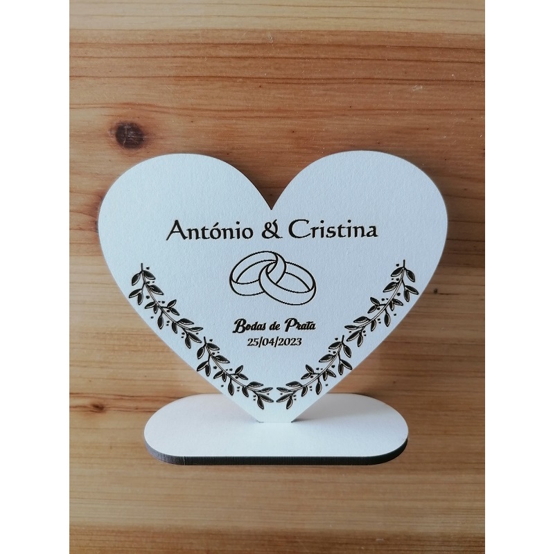 MADEIRA- LEMBRANÇA CASAMENTO CORAÇAO PERS. 10CM