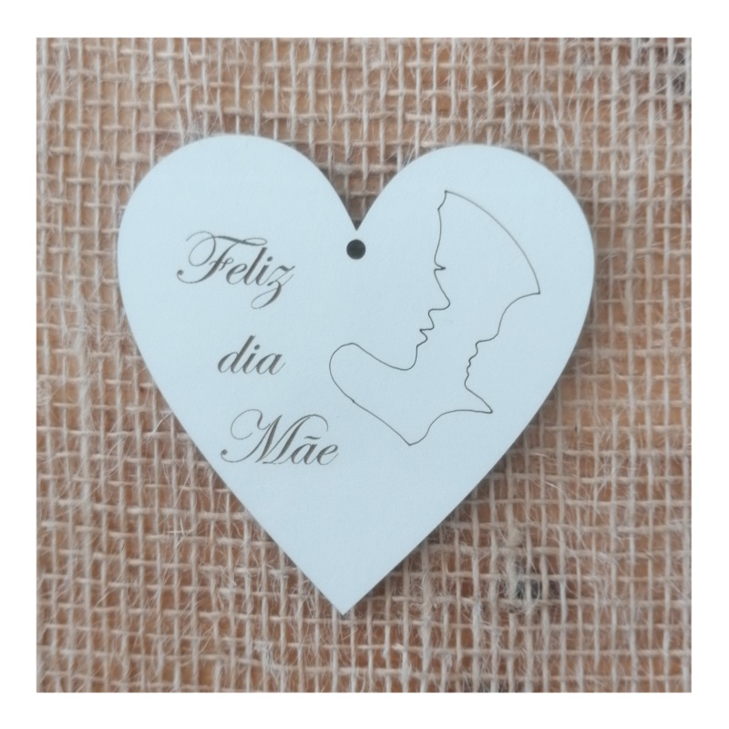 MADEIRA- CORAÇAO FELIZ DIA MAE CORTE  P/PENDURAR 8CM