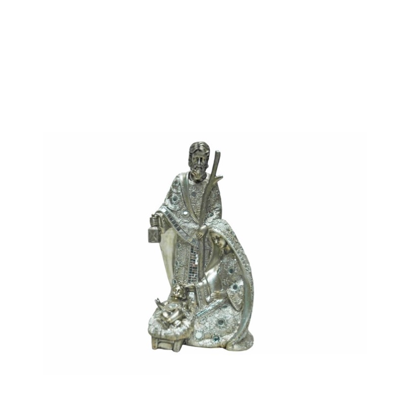 SAGRADA FAMILIA PRESEPIO PRATEADA 29CM