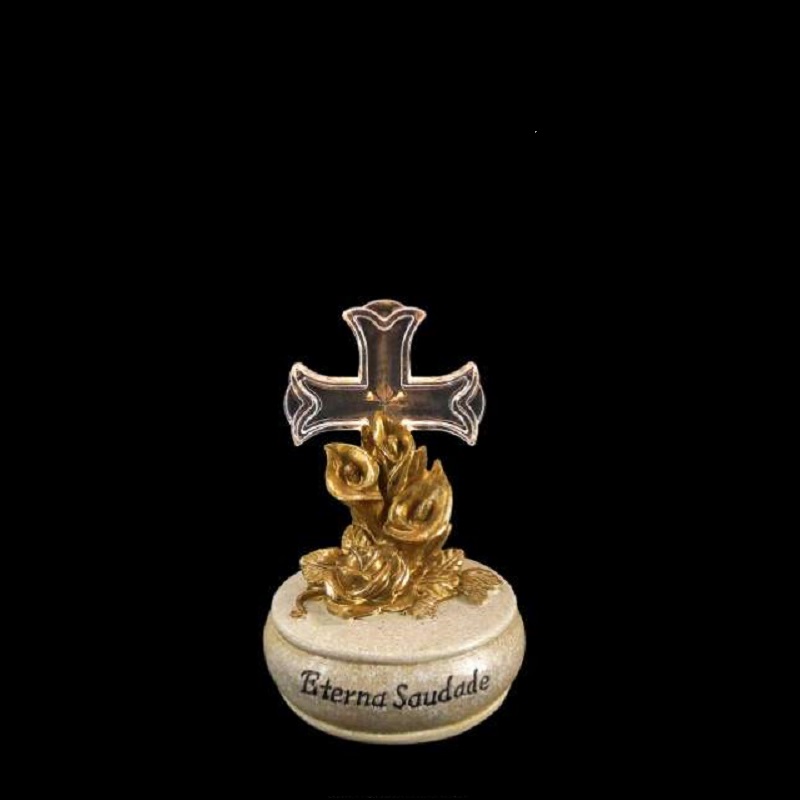 MARFINITE- BASE BRANCO/OURO C/CRUZ LED 17CM