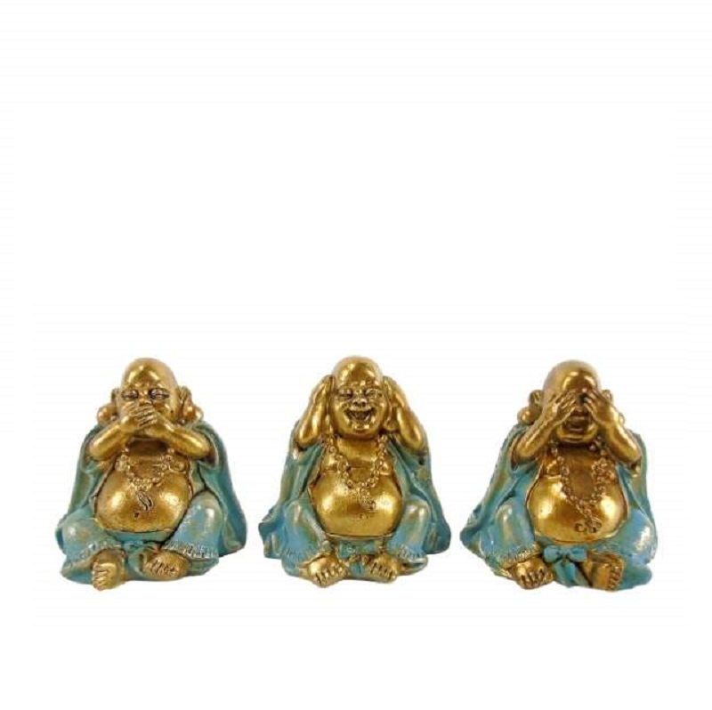 MARFINITE- CONJ. 3 BUDAS COR AZUL/OURO 8CM