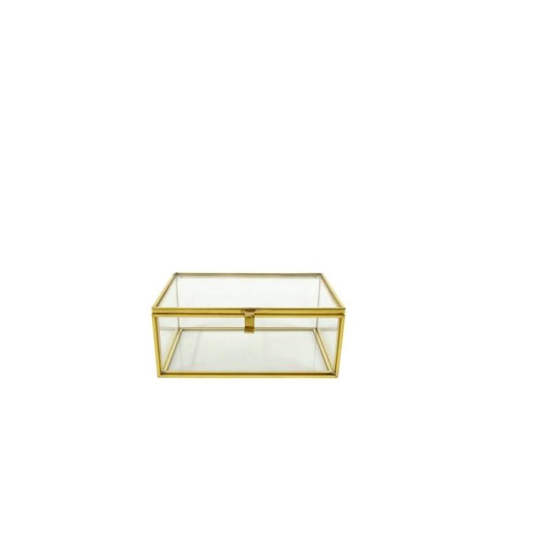 VIDRO- CAIXA DOURADA RECT. 12x8x6cm