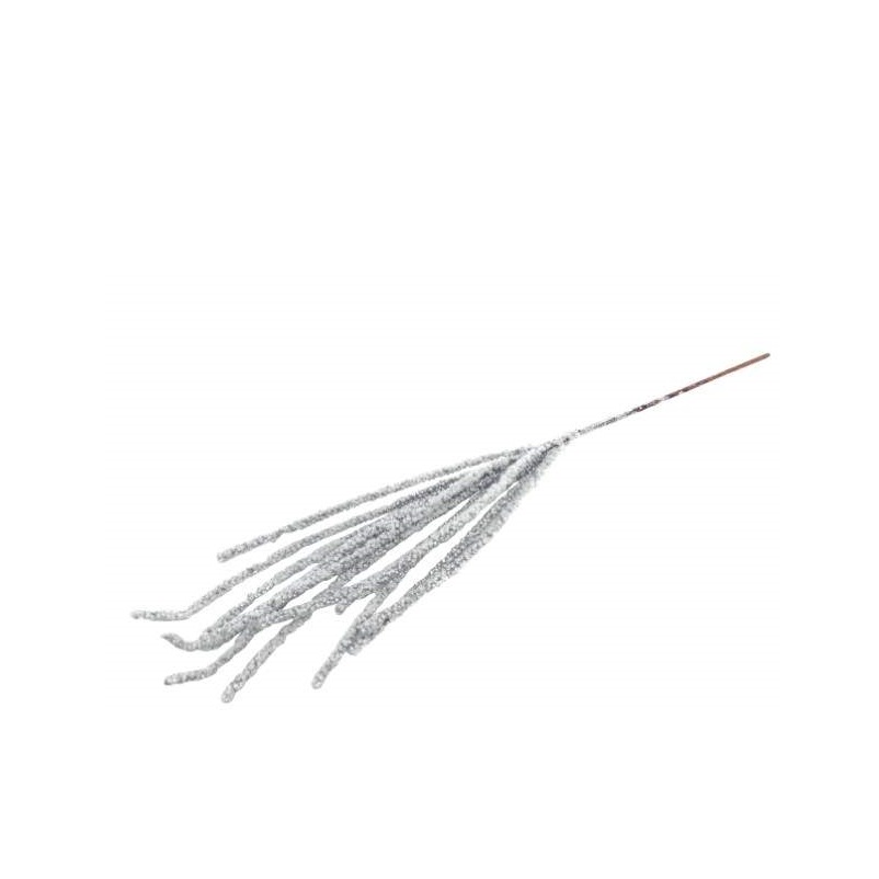 FLOR ARTIFICIAL- PE FOLHAGEM COR PRATA/NEVE 70CM