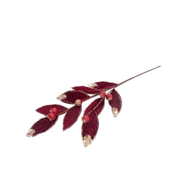 FLOR ARTIFICIAL- PE FOLHAGEM COR BURGUNDY/ROSA 65CM