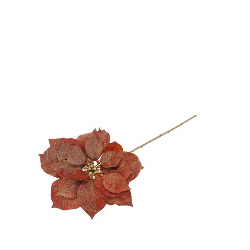 FLOR ARTIFICIAL- PE POINSETTIA CASTANHO 52CM