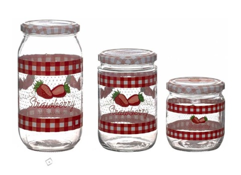 FRASCO VIDRO C/TAMPA 1000cc - STRAWBERRY