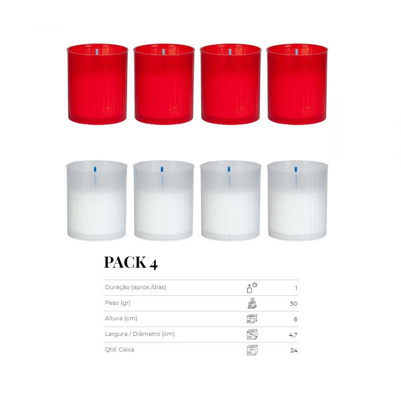 CIRIO PACK 4 COPO BRANCO/VERMELHO