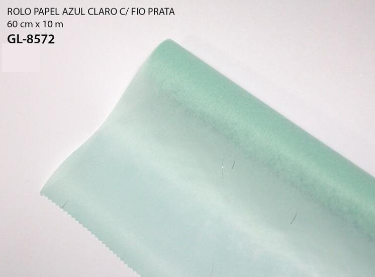 ROLO PAPEL AZUL C/FIO PRATA 10M GL-8572