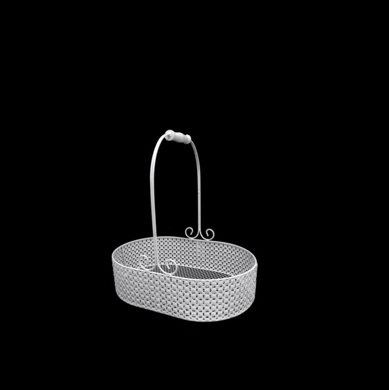 METAL- CESTA C/ASA BRANCO 38x26x39cm