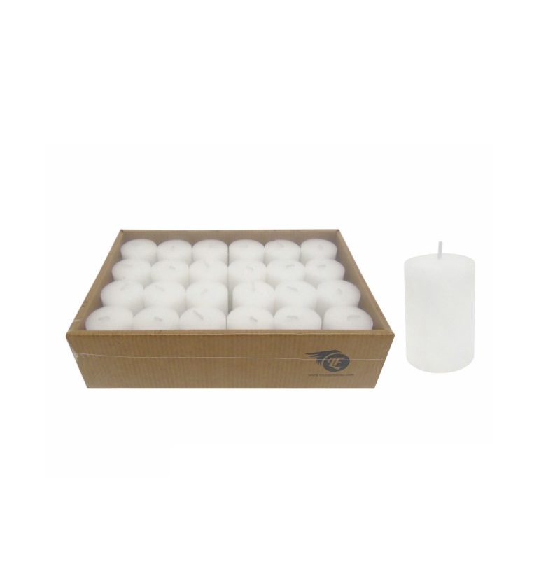 CAIXA C/24 VELAS CILIND.4x6cm BRANCO 24x16x6cm