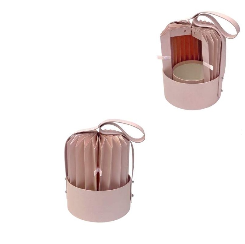 CAIXA CARTAO RED. C/FOLE E ALÇA ROSA 17X22CM