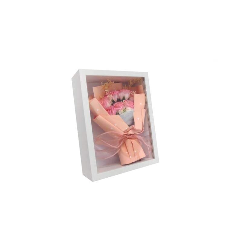 MOLDURA BRANCA C/RAMO FLORES 22X17CM