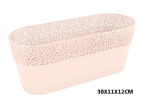 VASO ROSA OVAL BEJE 30X11X12CM