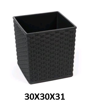 VASO RATTAN PRETO 30X30X31
