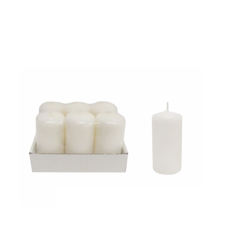 VELA-PACK 6 VELAS CILIND. BRANCO 40x80mm