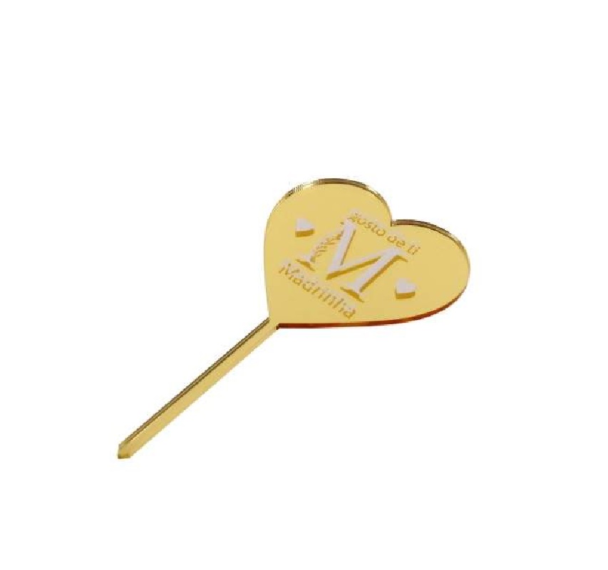 ACRILICO-ESPETO DOURADO MADRINHA 15x8cm