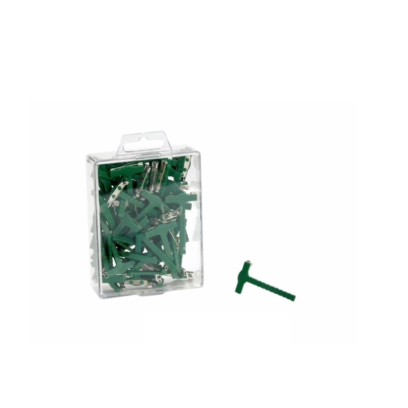 METAL- EMB. 50 ALFINETES P/FLOR VERDE 5cm