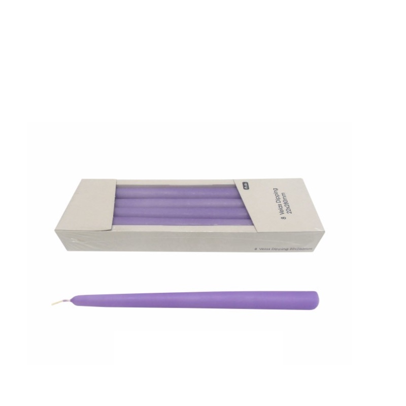 VELA- PACK 8 VELAS DIPPINGS LILAS 2,2X28cm