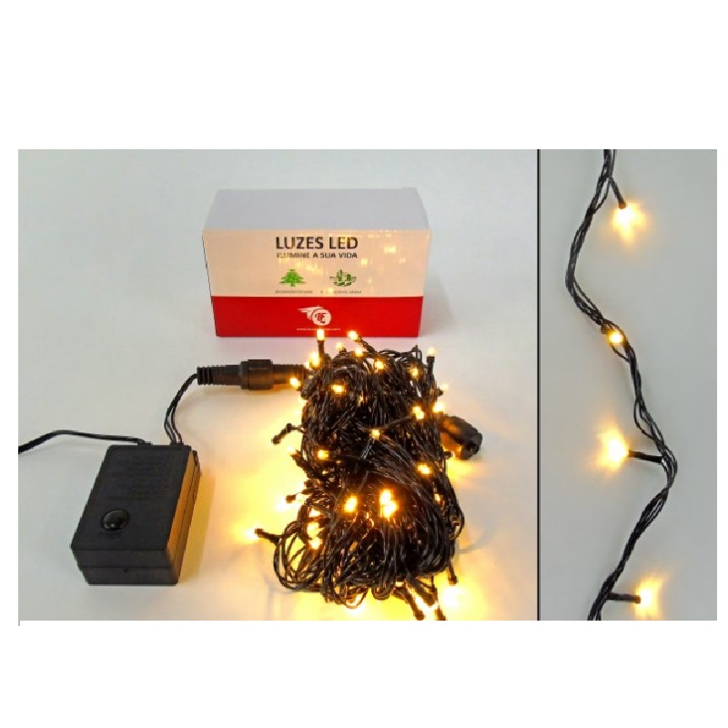 ILUMINAÇAO NATAL C/100 LUZES LED BRANCO QUENTE 10M