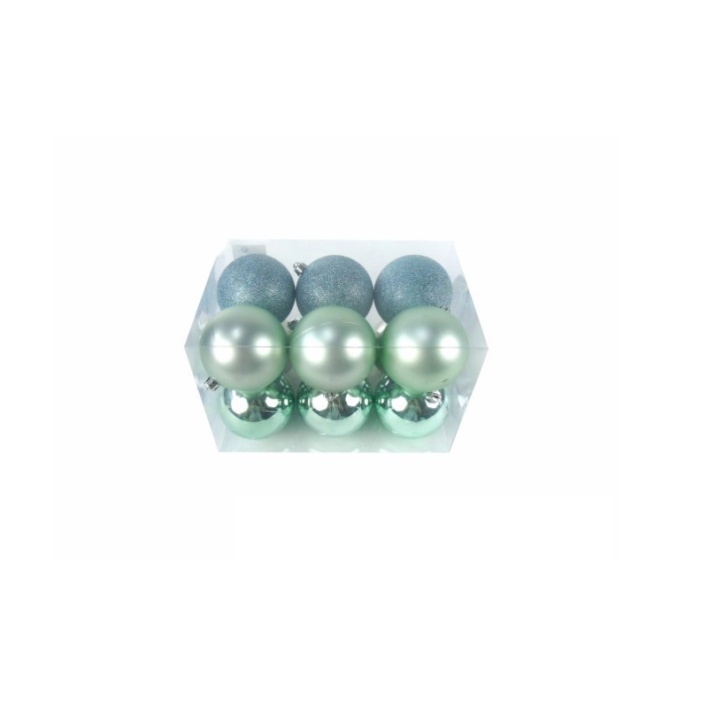 DEC. NATAL- CAIXA C/ 12 BOLAS VERDE 8cm