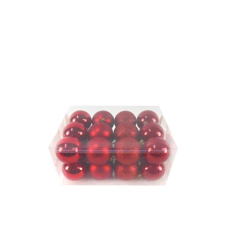 DEC. NATAL- CAIXA C/24 BOLAS COR VERMELHO 6CM