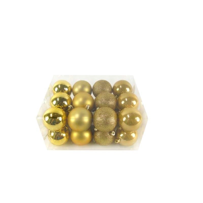 DEC. NATAL- CAIXA C/24 BOLAS COR DOURADO 6CM