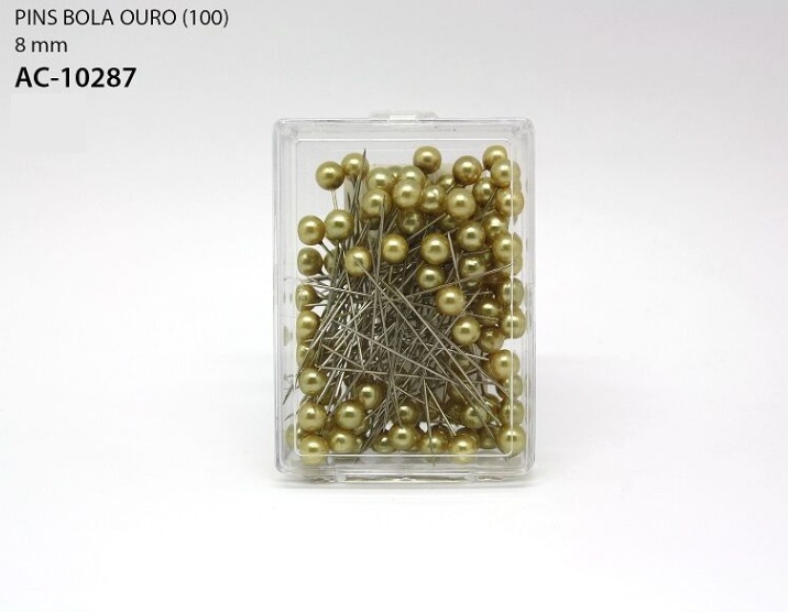 PINS BOLA 8mm OURO (100)