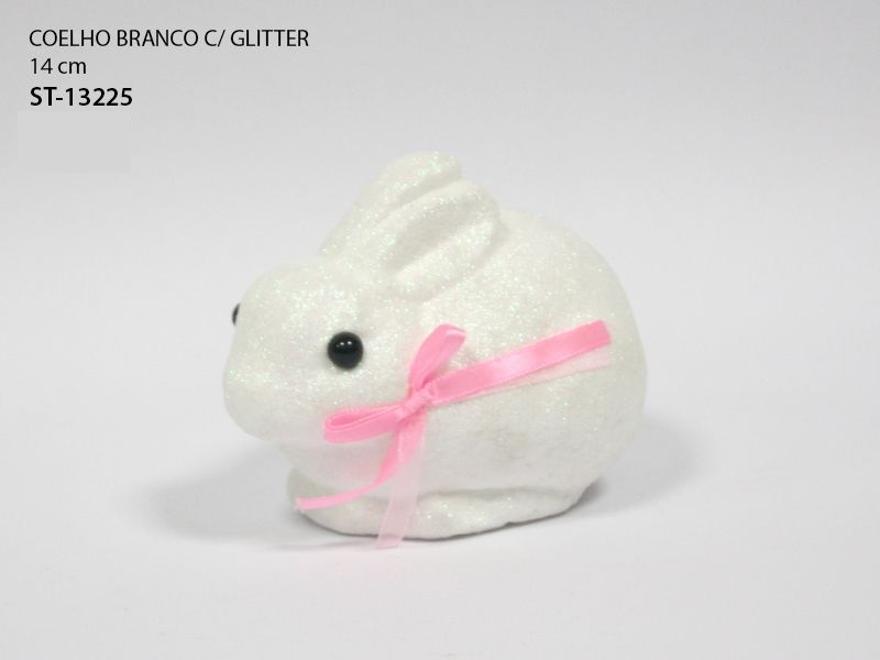COELHO BRANCO C/GLITTER 14cm ST-13225