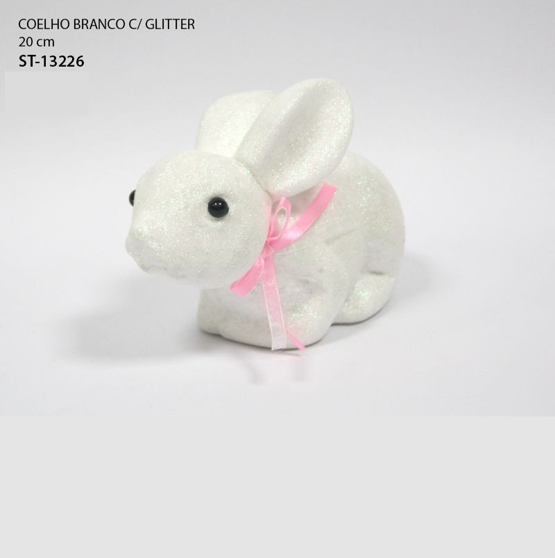 COELHO BRANCO C/GLITTER 20cm ST-13226