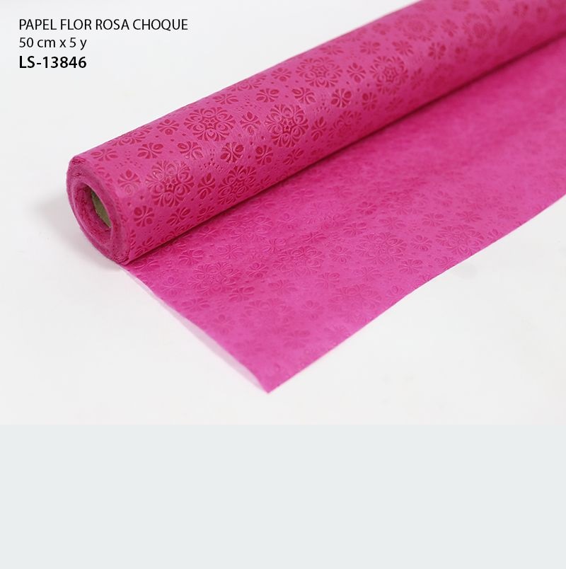 PAPEL FLOR ROSA CHOQUE 50cmX5y LS-13846