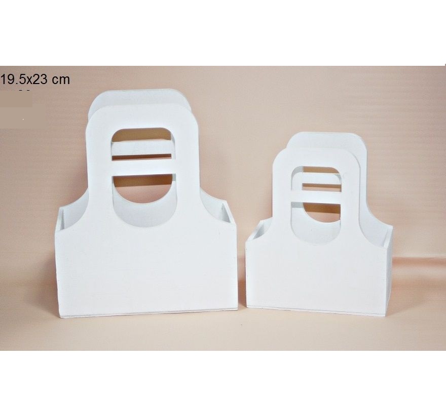 CONJ. 2 CESTAS BRANCAS 19X23CM LN-14487