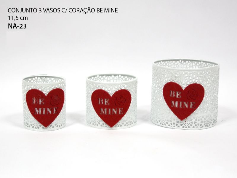 CONJ.3 VASOS BR.C/CORAÇAO NA-23