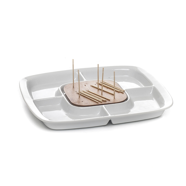 PRATO APERITIVOS C/SUPORTE PALITOS