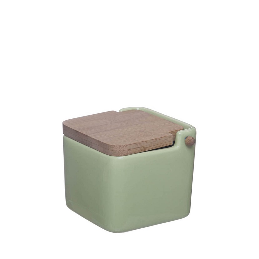 SALEIRO PORCELANA E BAMBU- VERDE