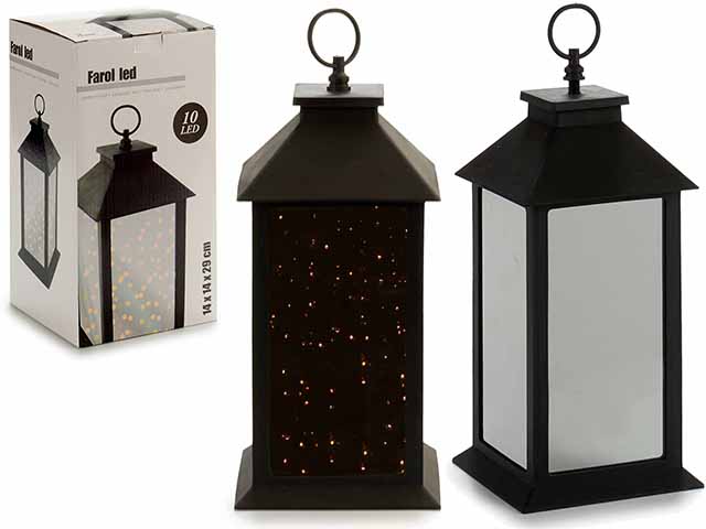 LANTERNA PRETO 10 LEDS ESPELHO