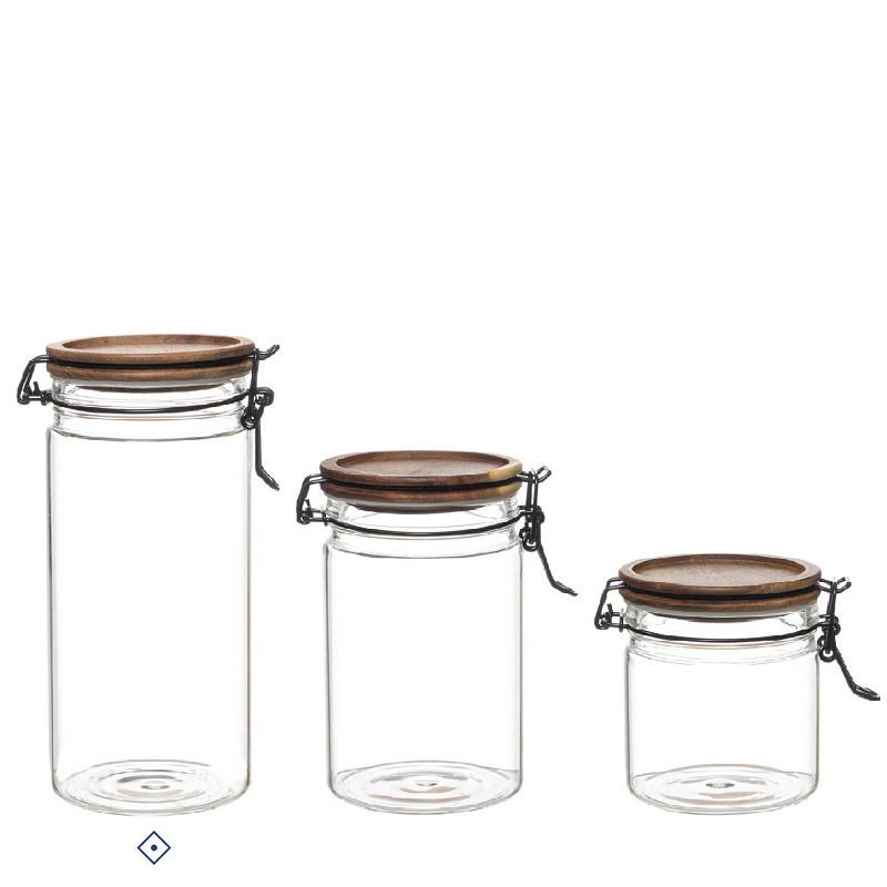 VIDRO- FRASCO 1,3L C/TAMPA ACACIA