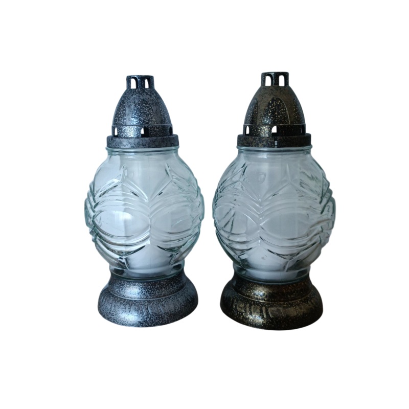 CANDEEIRO VIDRO Z08 OURO/PRATA 25CM CX.6