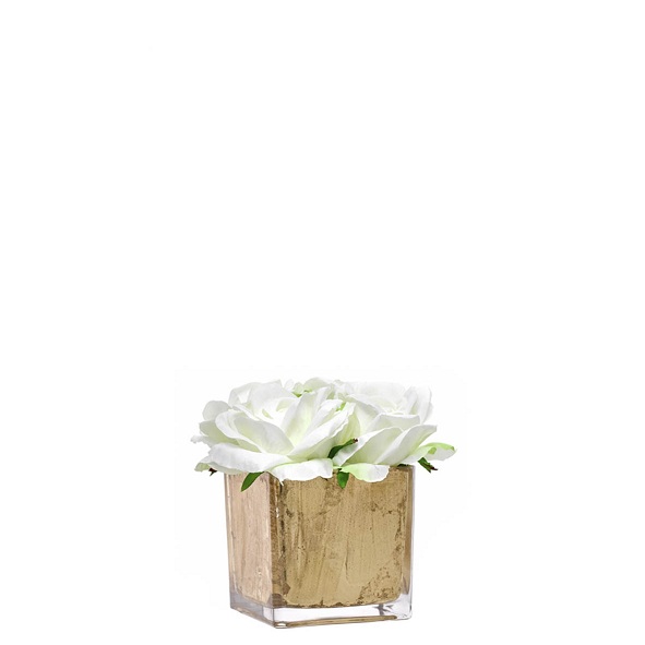 CUBO FOLHA OURO C/ROSAS 10x15cm