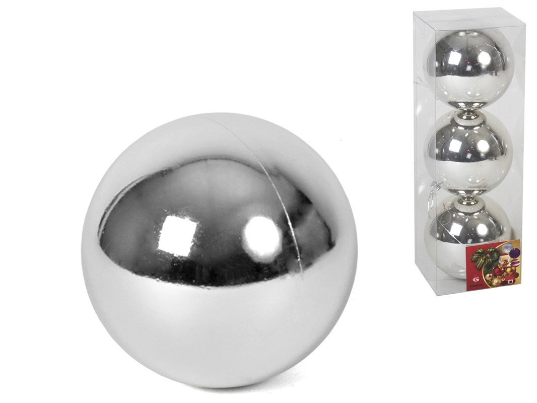 BOLAS 10CM PRATA PACK3