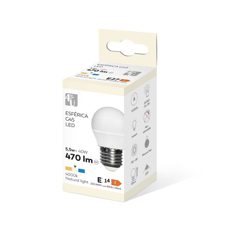 LAMPADA LED ESF. 5W E14 220º 470LM 40K