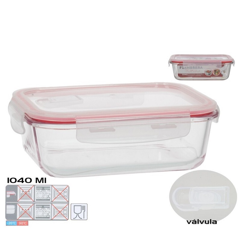 CAIXA P/ALIMENTOS RECT. VIDRO 1040ML