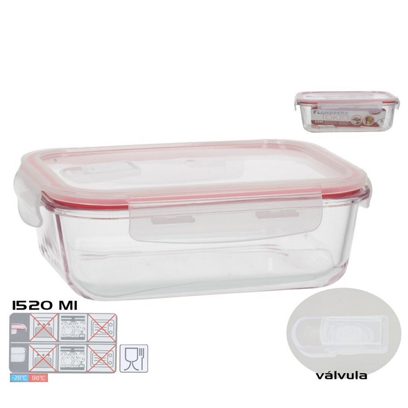 CAIXA P/ALIMENTOS RECT. VIDRO 1520ML