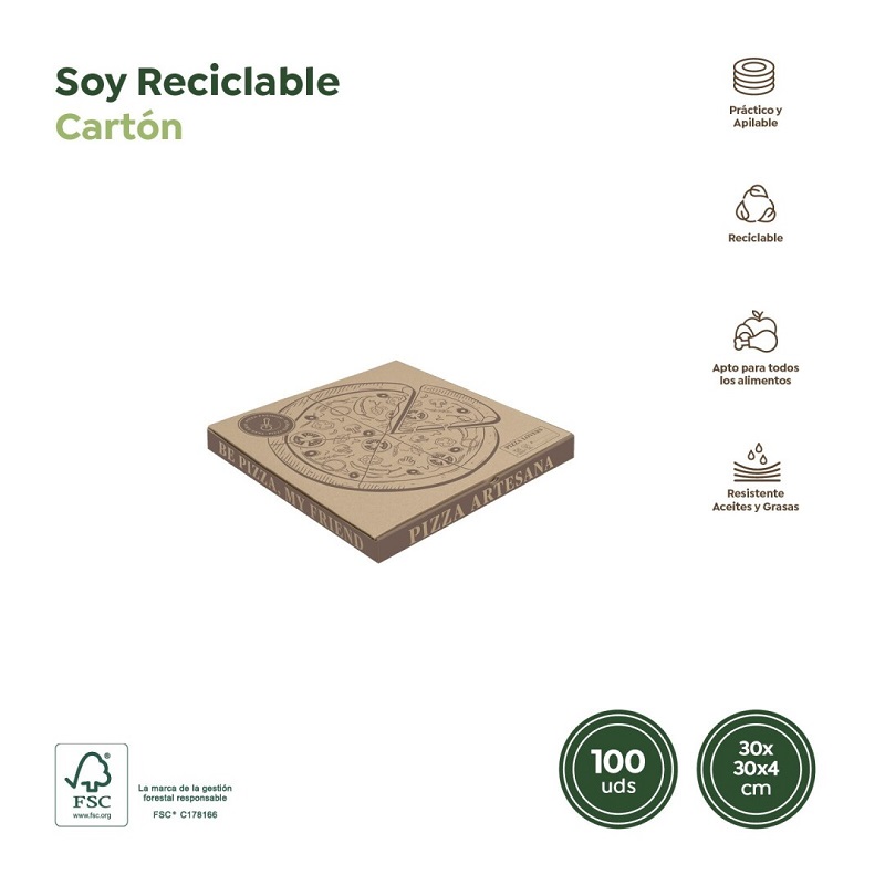 CAIXA PIZZA KRAFT 30X30X4CM 100 UND