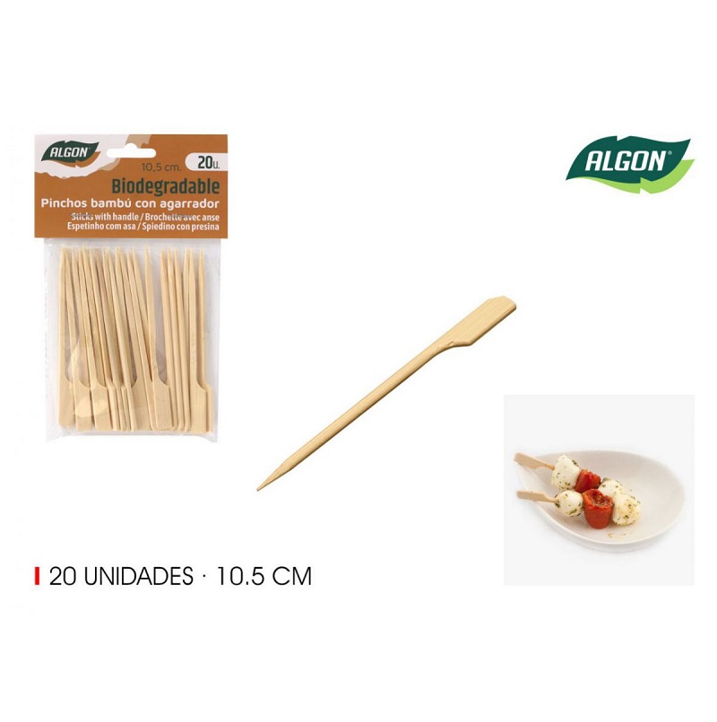 ESPETO BAMBU 105MM ALGON PACK20