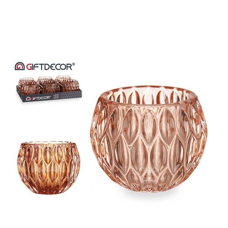 PORTA VELAS HEXAGONO PEQUENO COBRE